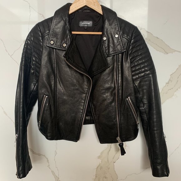 Mackage Black Leather Jacket XS - Picture 2 of 5